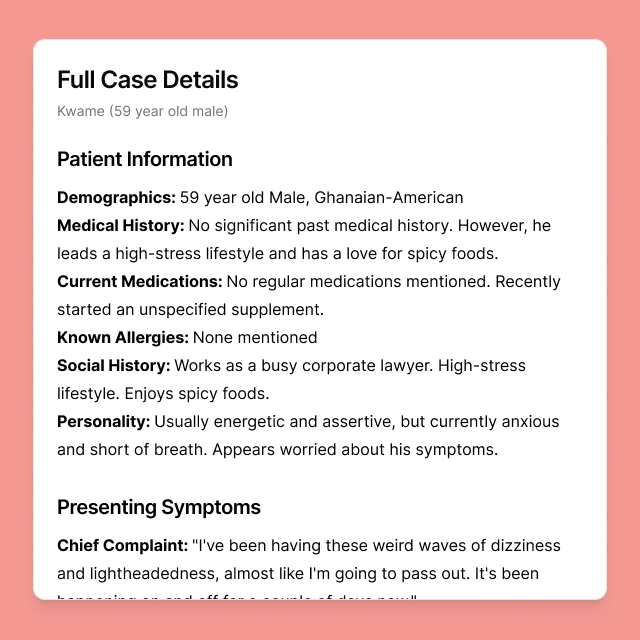 Screenshot of the ER Case Simulation prototype